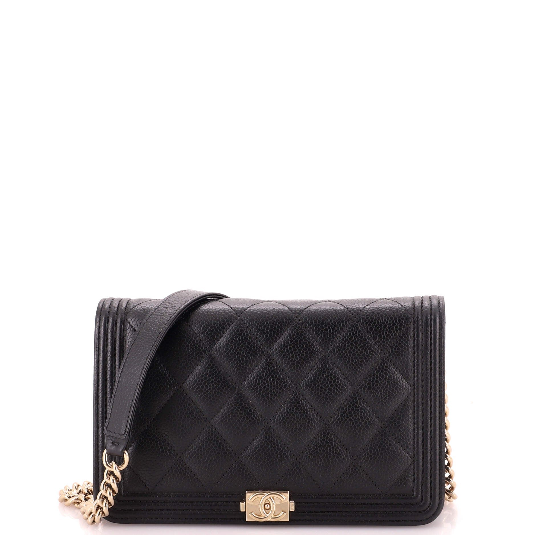 Boy Wallet on Chain Quilted Caviar