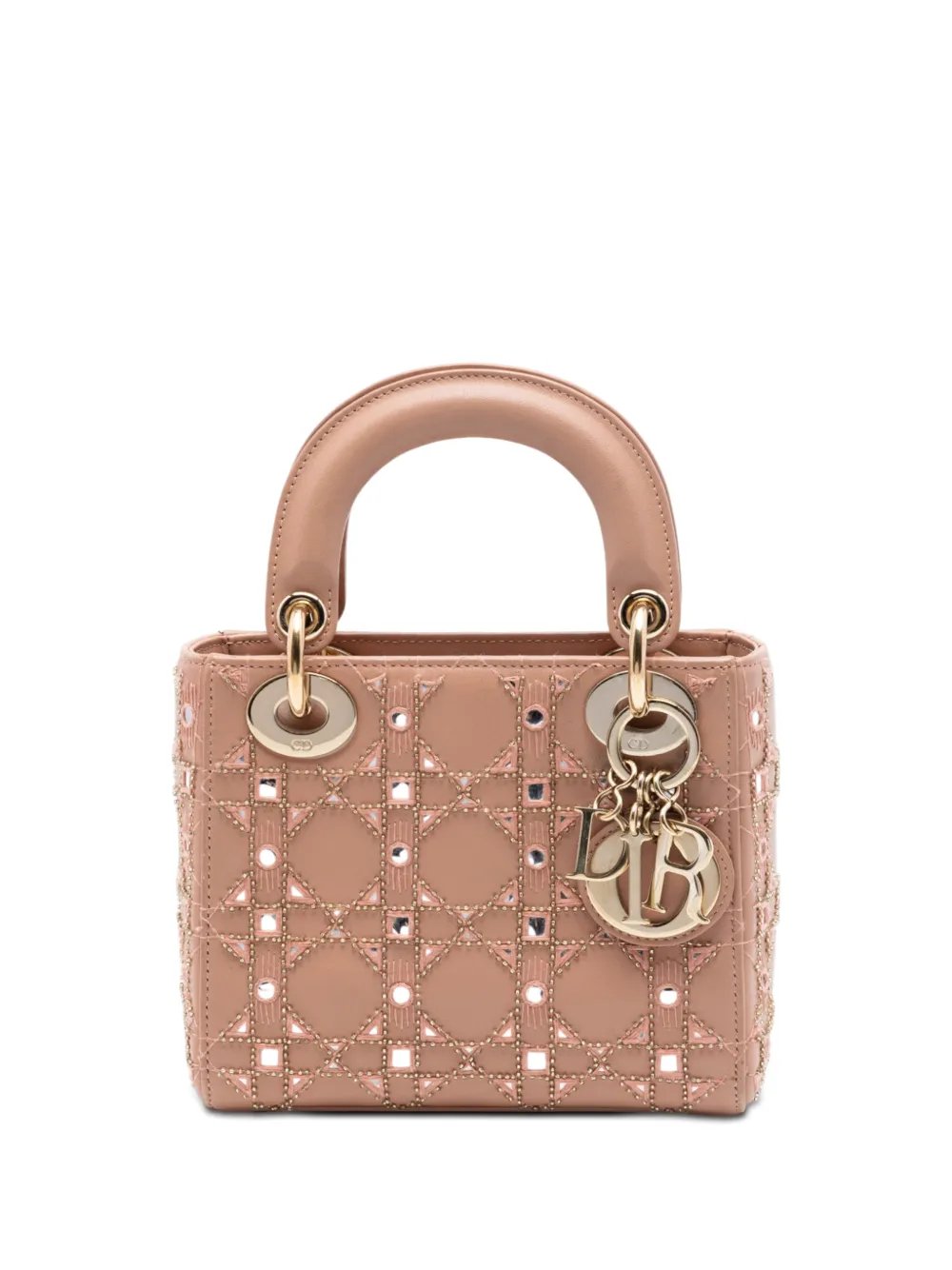 2020 Mini Calfskin Cannage Bead and Strass Embellished Lady Dior satchel
