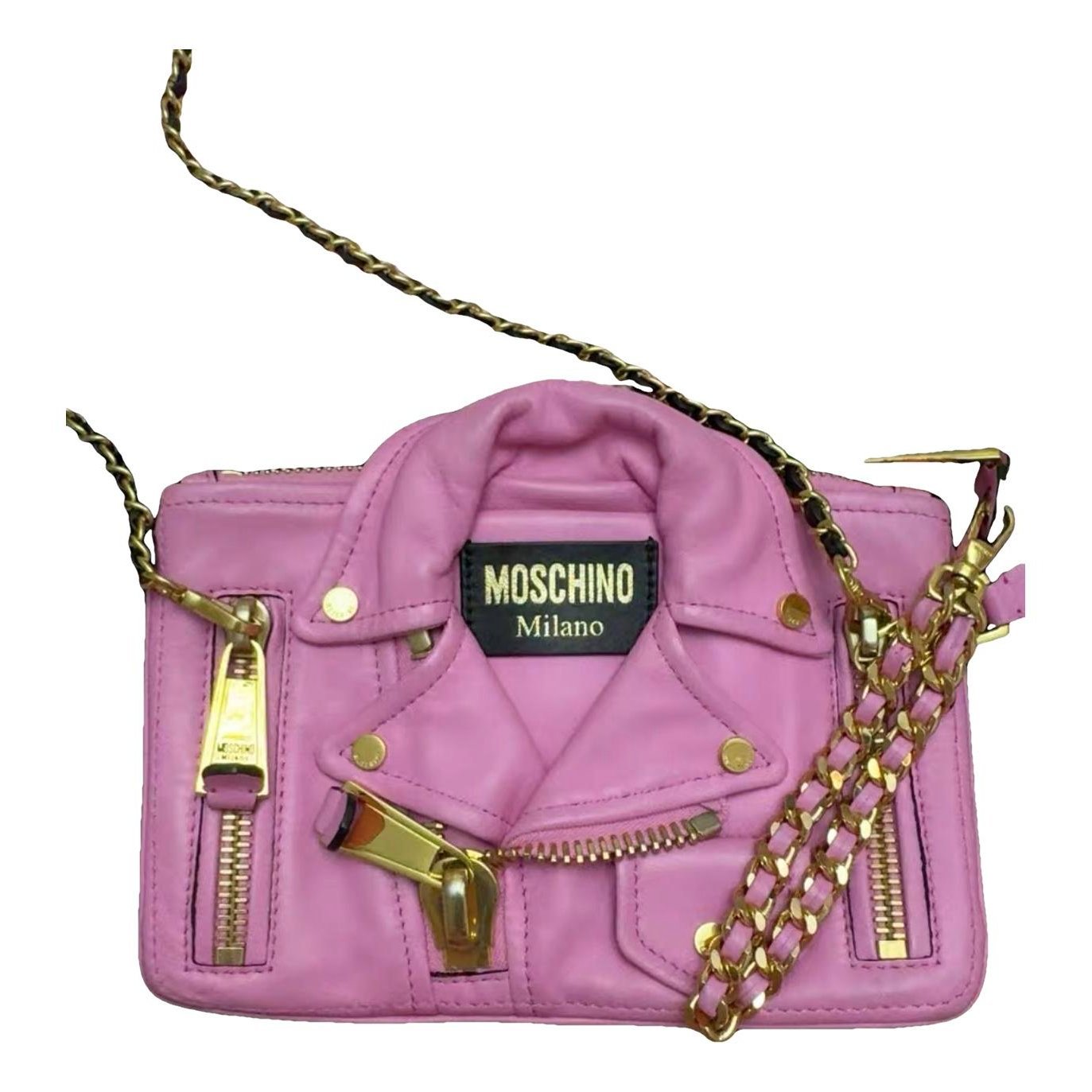 Moschino Biker leather clutch bag