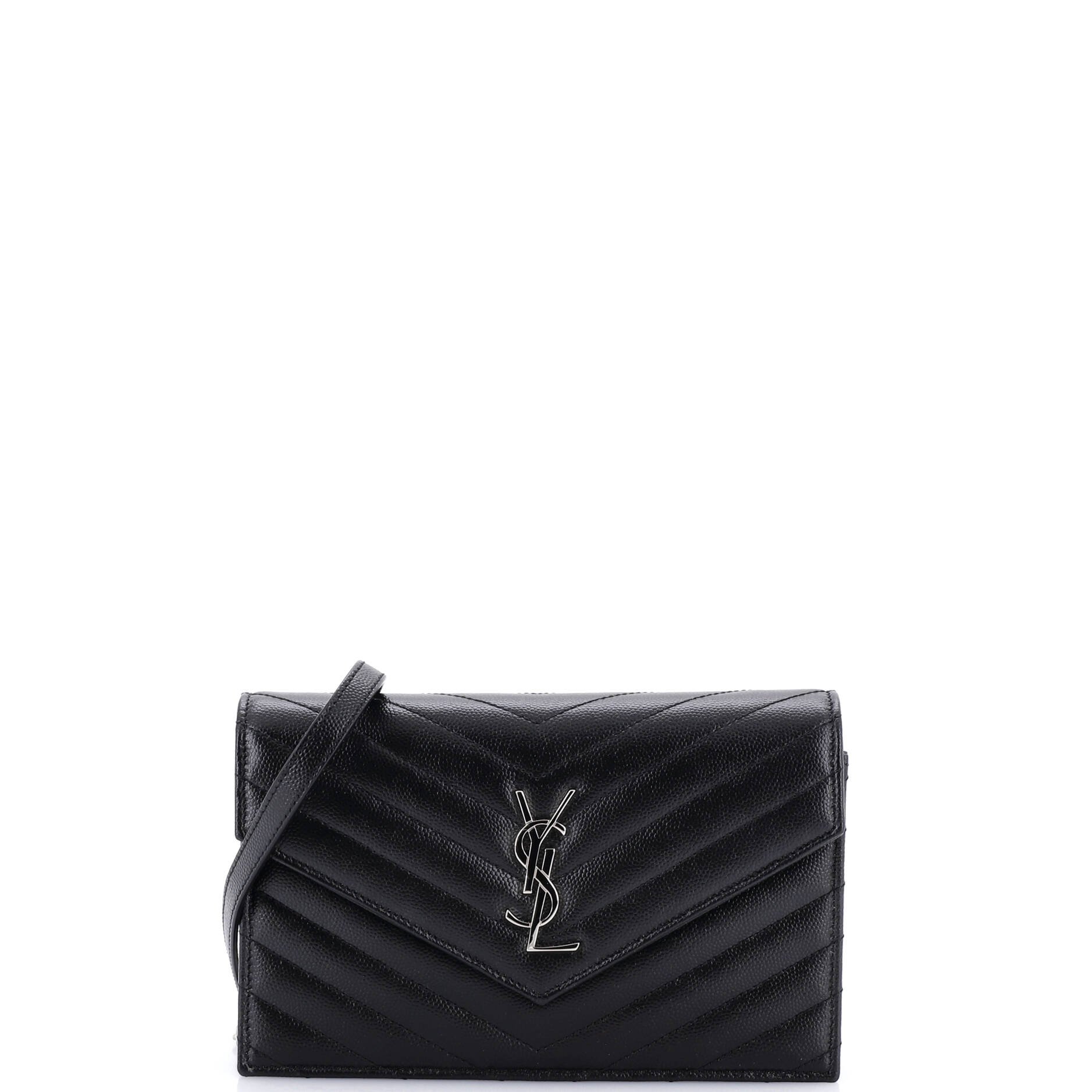Classic Monogram Wallet on Chain Matelasse Chevron Leather Small