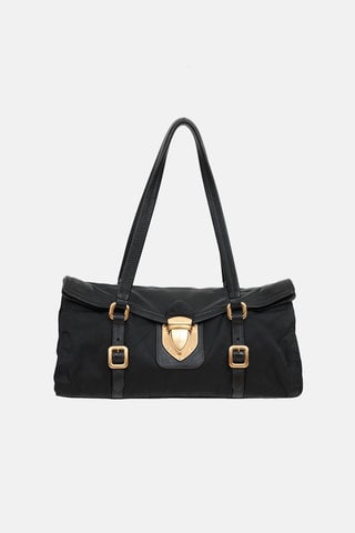 Nylon & Leather Easy Shoulder Bag