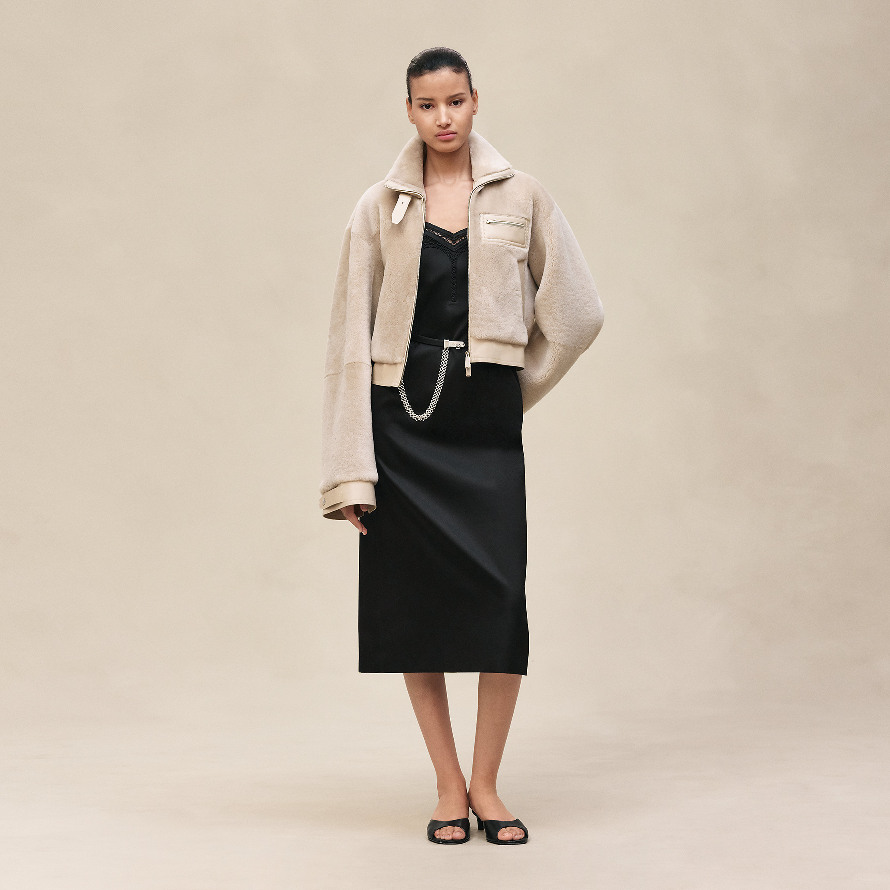 Short leather coat