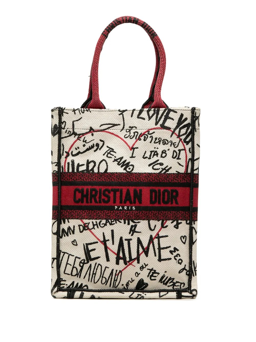 2020 DiorAmour Embroidered Canvas Graffiti Vertical Book tote bag