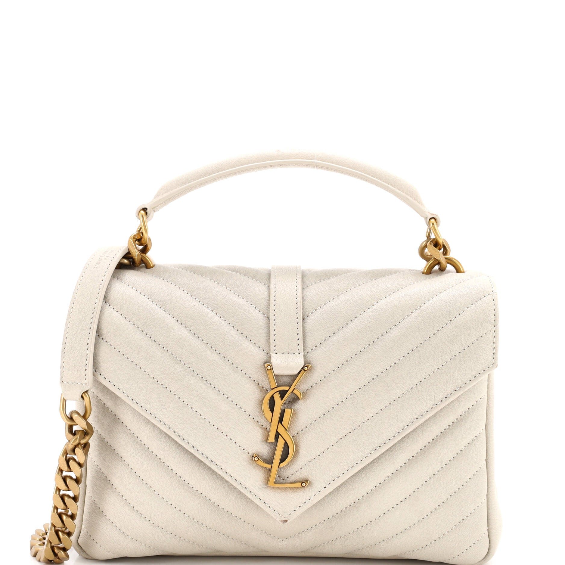 Classic Monogram College Bag Matelasse Chevron Leather Medium