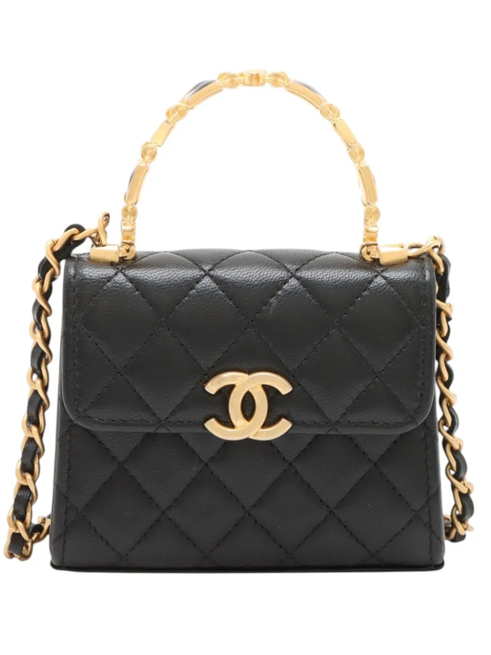 2021-2026 Mini Quilted Lambskin Enameled Top Handle Flap satchel