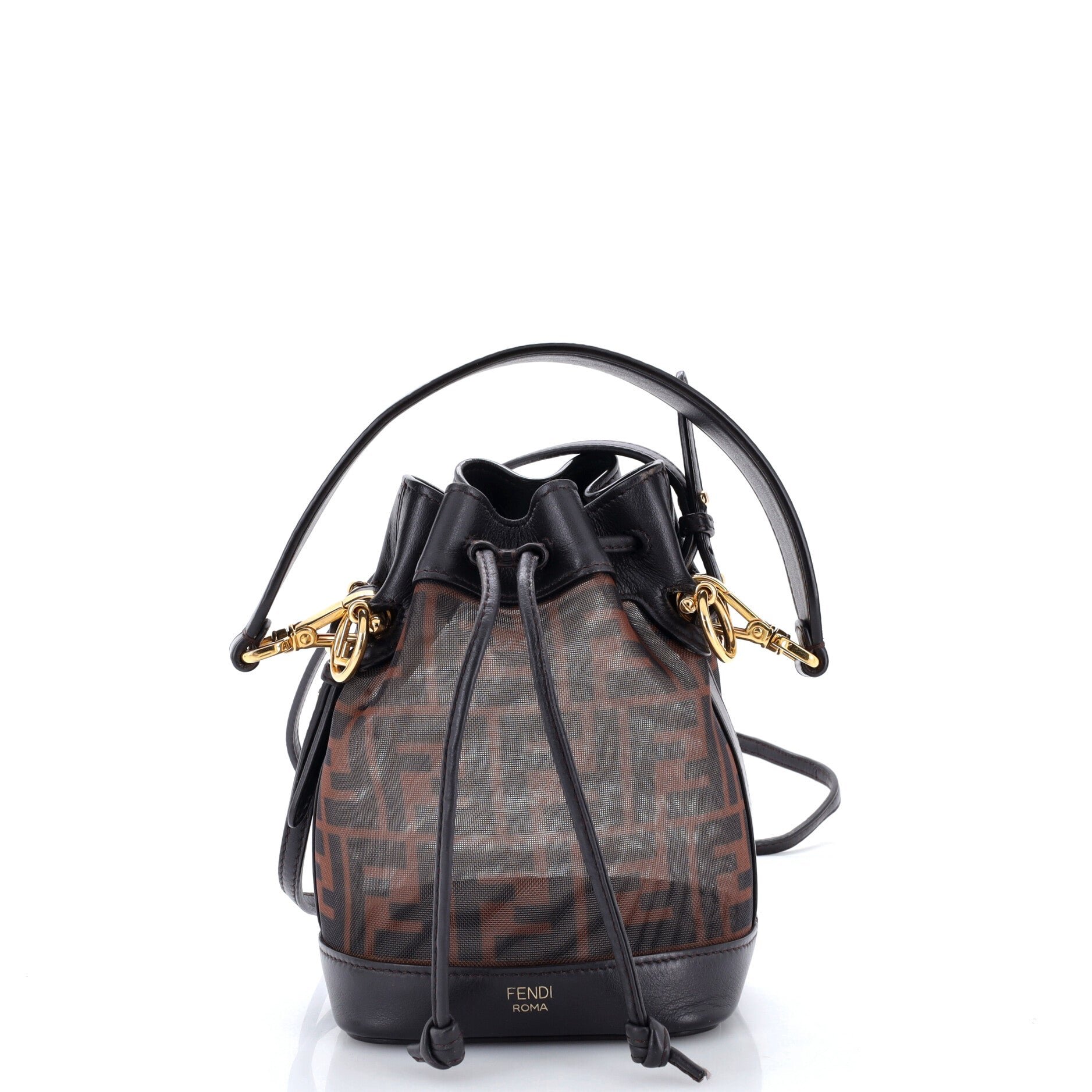 Mon Tresor Bucket Bag Zucca Mesh with Leather Mini