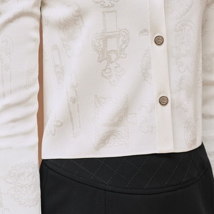 Blanc Nacre "Ferronnerie" Long-sleeve Cardigan