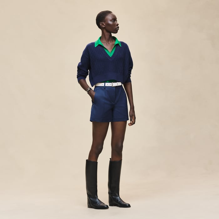 Bleu Outremer Double Cotton Twill Shorts