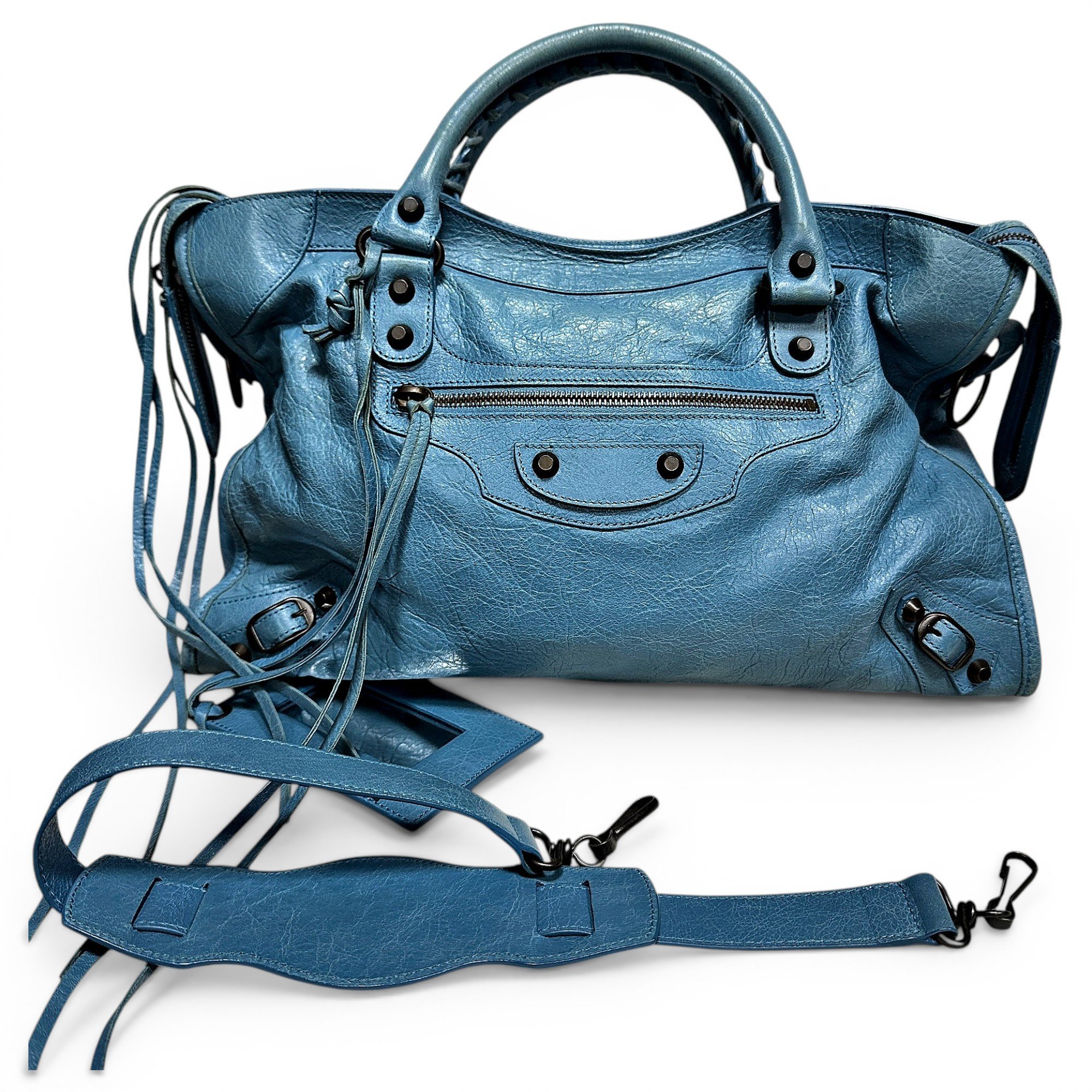 City leather handbag