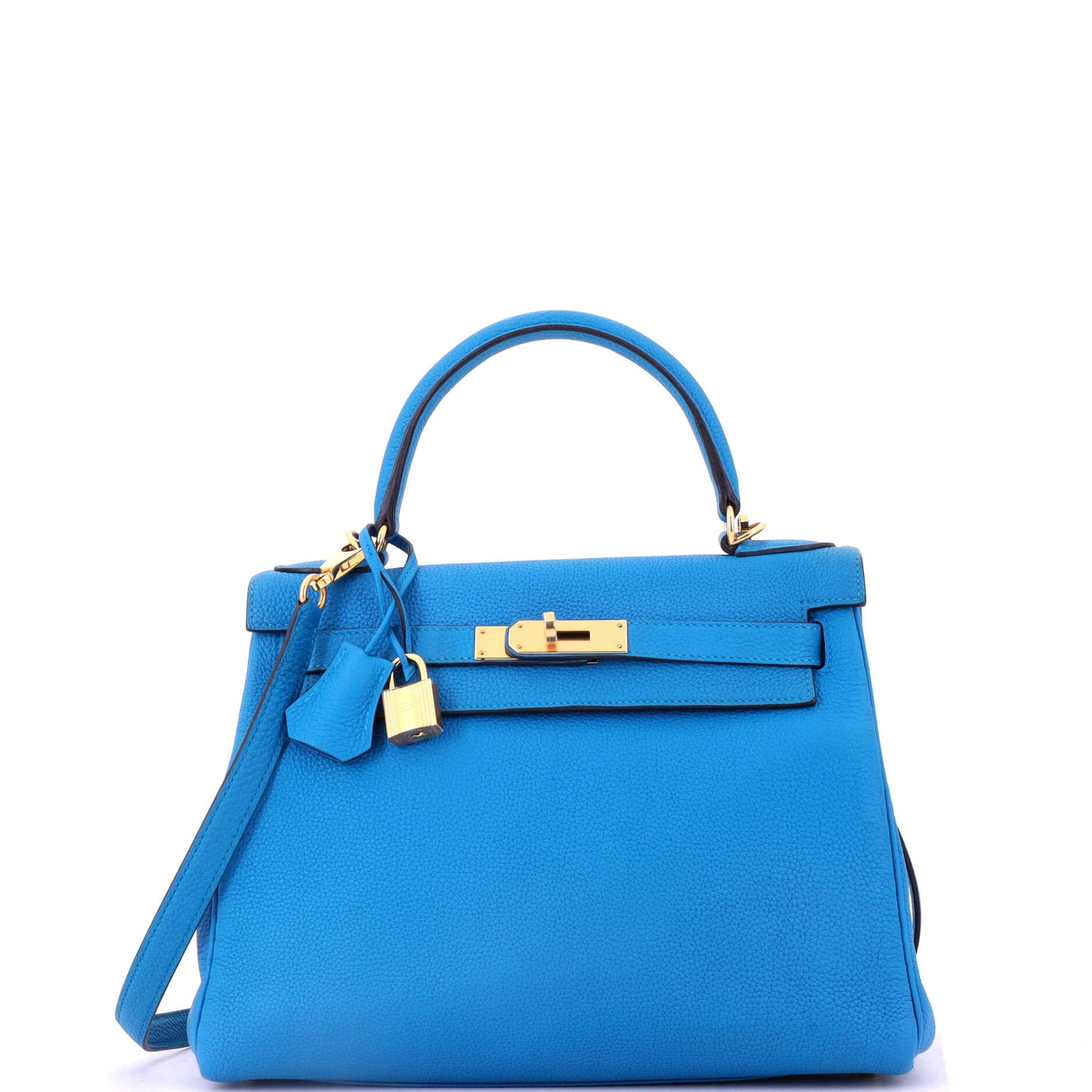 Hermes Kelly Handbag Bleu Zanzibar Togo with Gold Hardware 28
