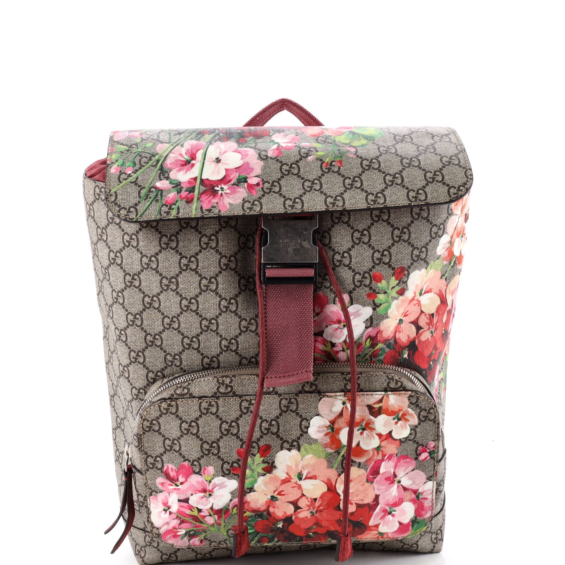 Buckle Backpack Blooms Print GG Coated Canvas Medium
