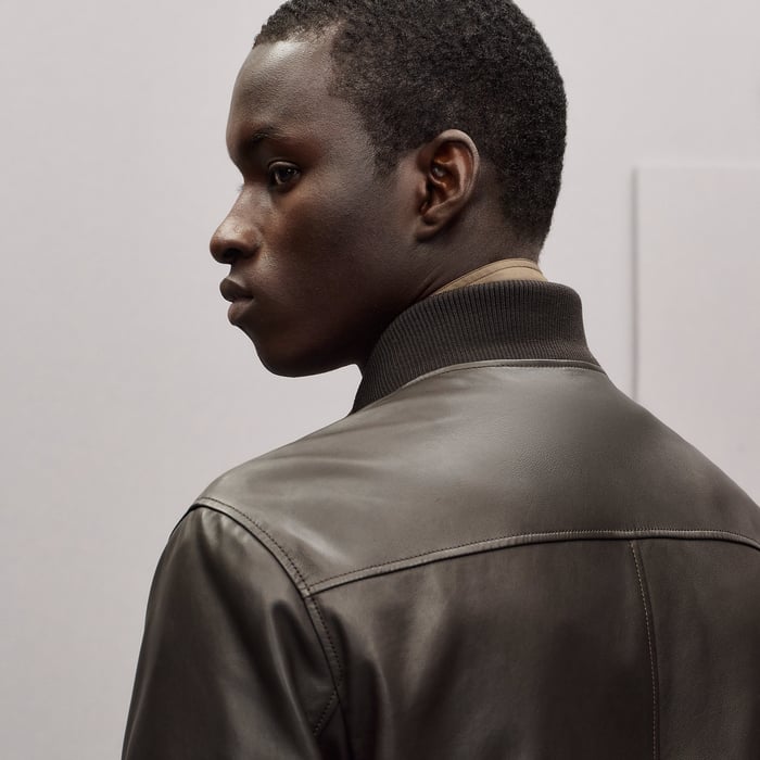 Kaki Hooded Rib-trim Jacket