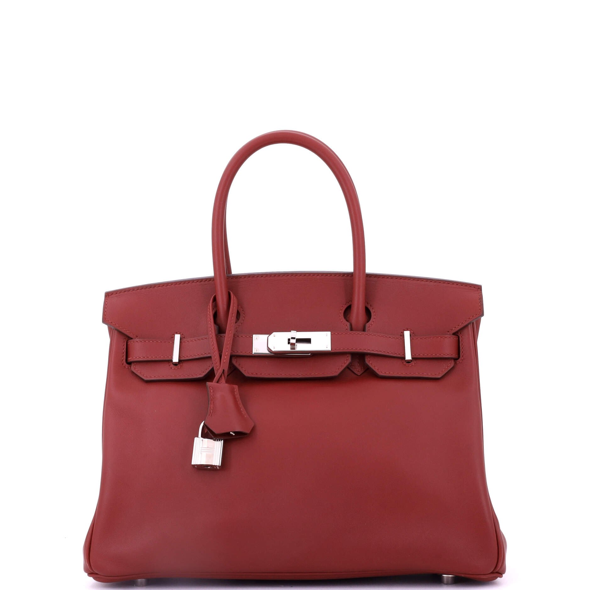 Hermes Birkin Handbag Rouge Vif Jonathan with Palladium Hardware 30