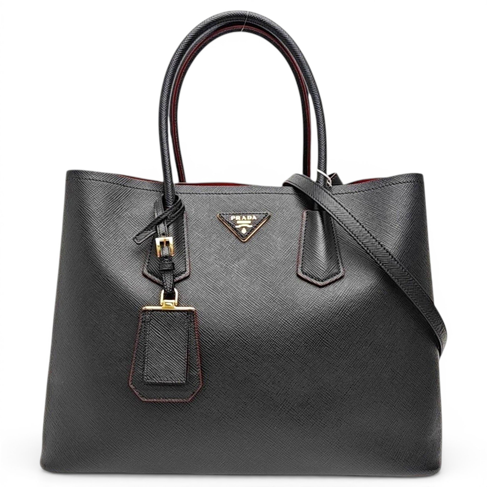 Double leather handbag