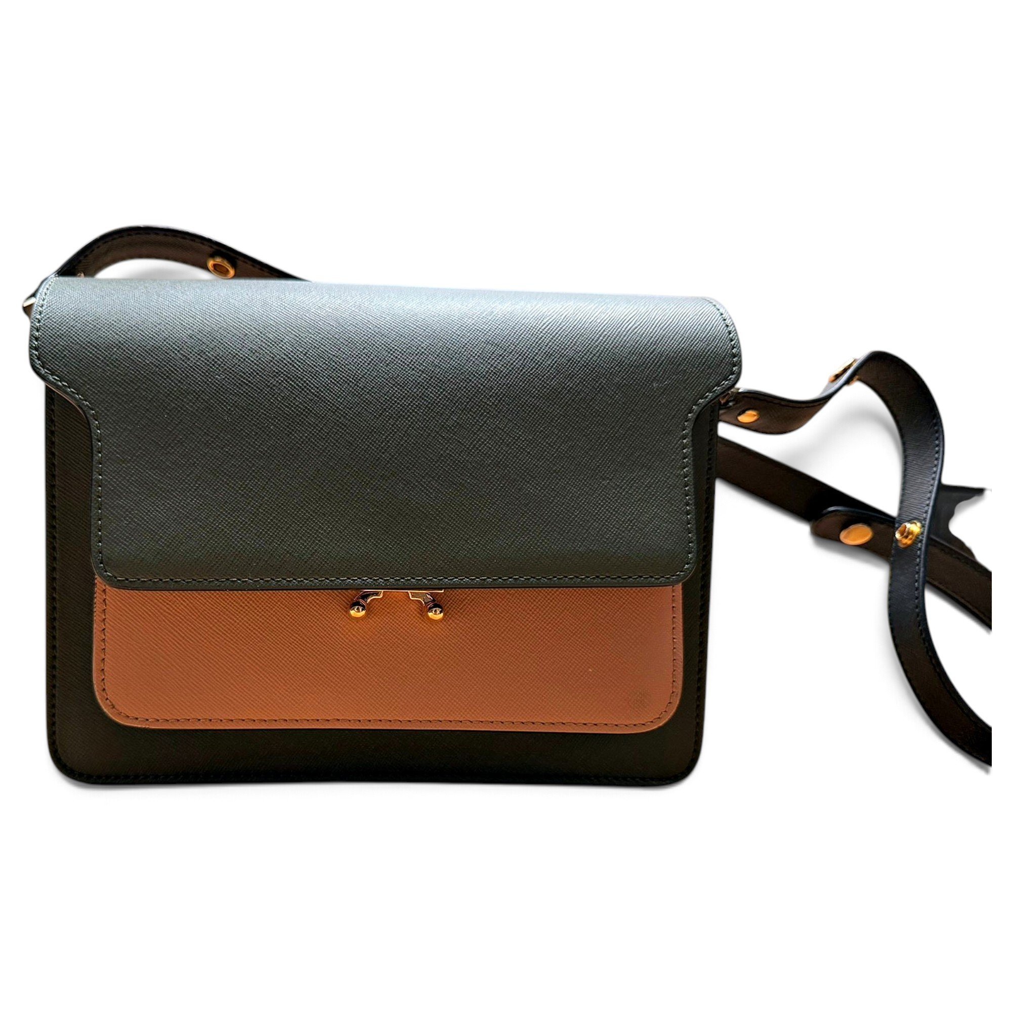 Trunk leather crossbody bag