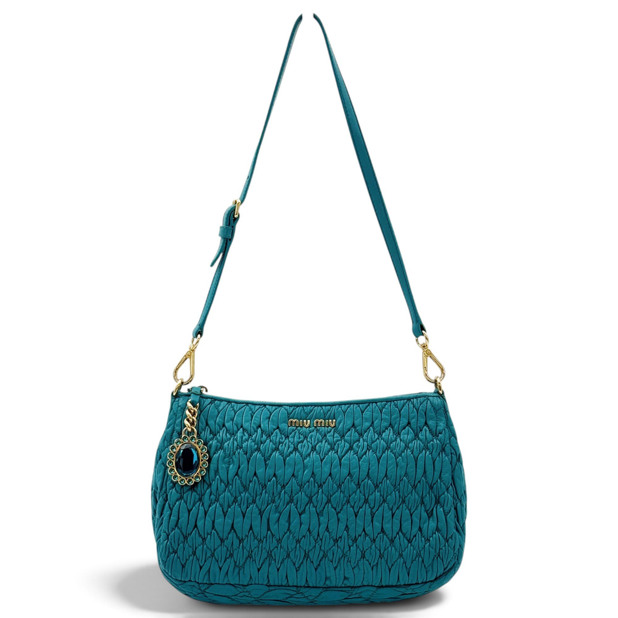 Miu Crystal leather handbag