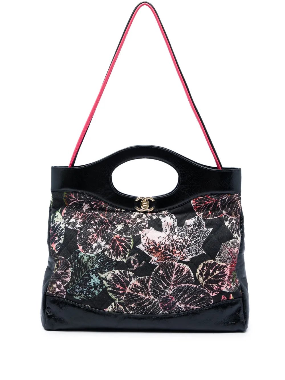2018-2019 Large Printed Canvas and Glazed Calfskin 31 Shopping Bag satchel