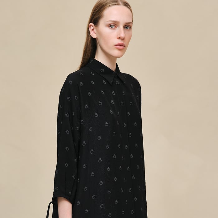 Noir "Aux Champs En Fleurs" Wide Dress