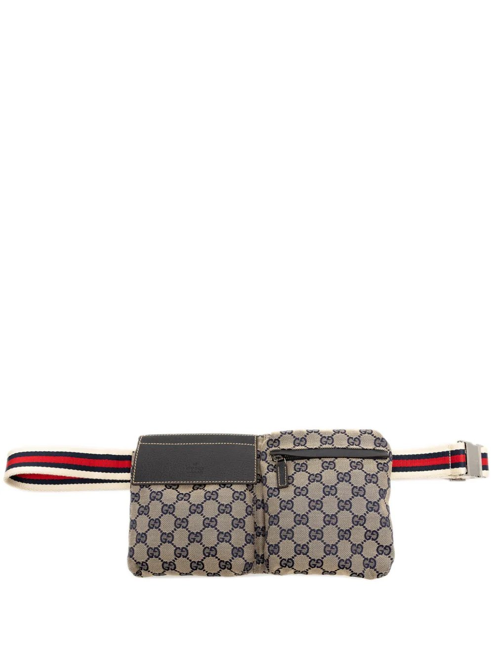 2000-2015 GG Canvas Web Double Pocket belt bag