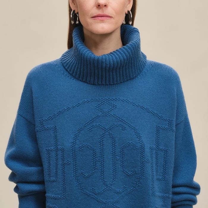 Bleu Payne Cashmere "H Lift" Long-sleeve Sweater
