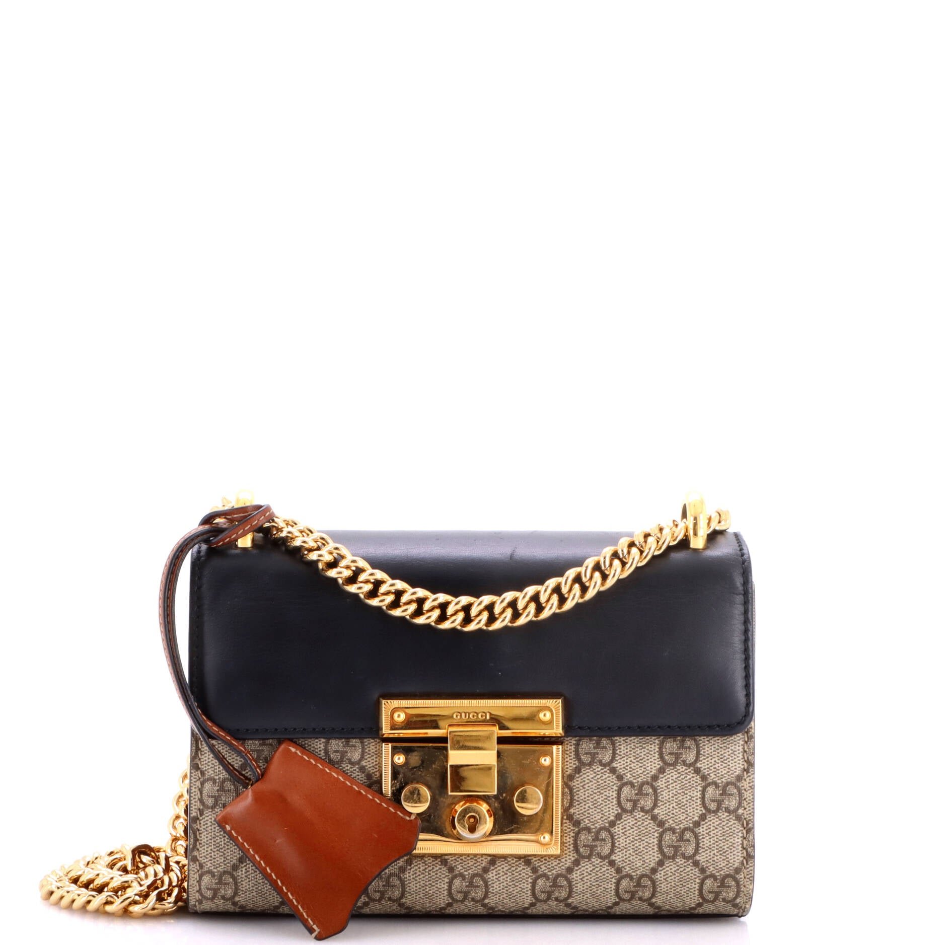 Padlock Shoulder Bag GG Coated Canvas and Leather Small