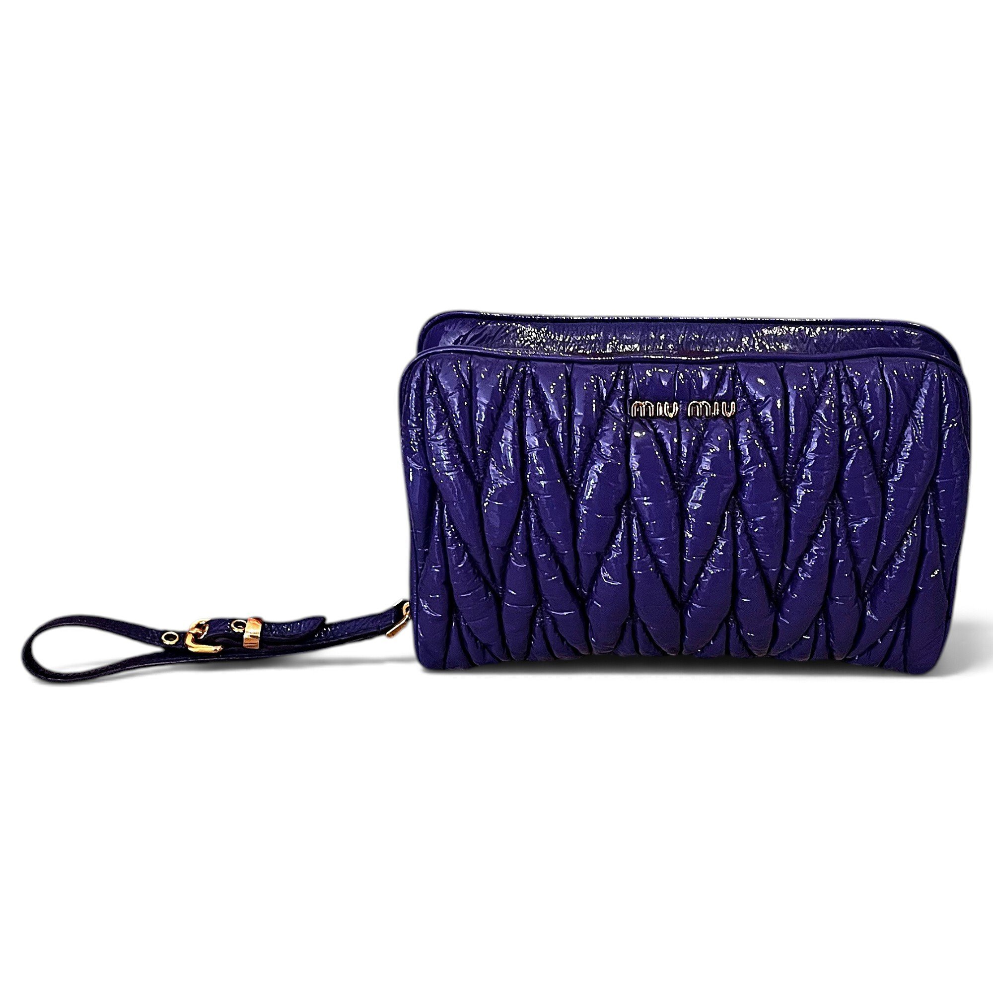 Miu Miu Matelassé patent leather clutch bag