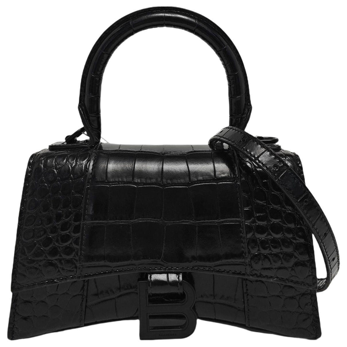 Hourglass leather handbag