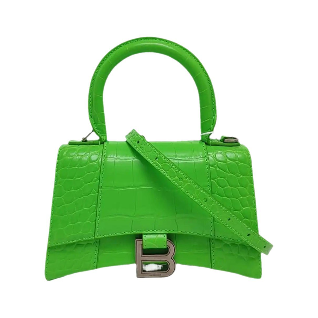 Hourglass leather handbag