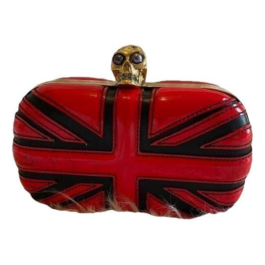Skull leather clutch bag