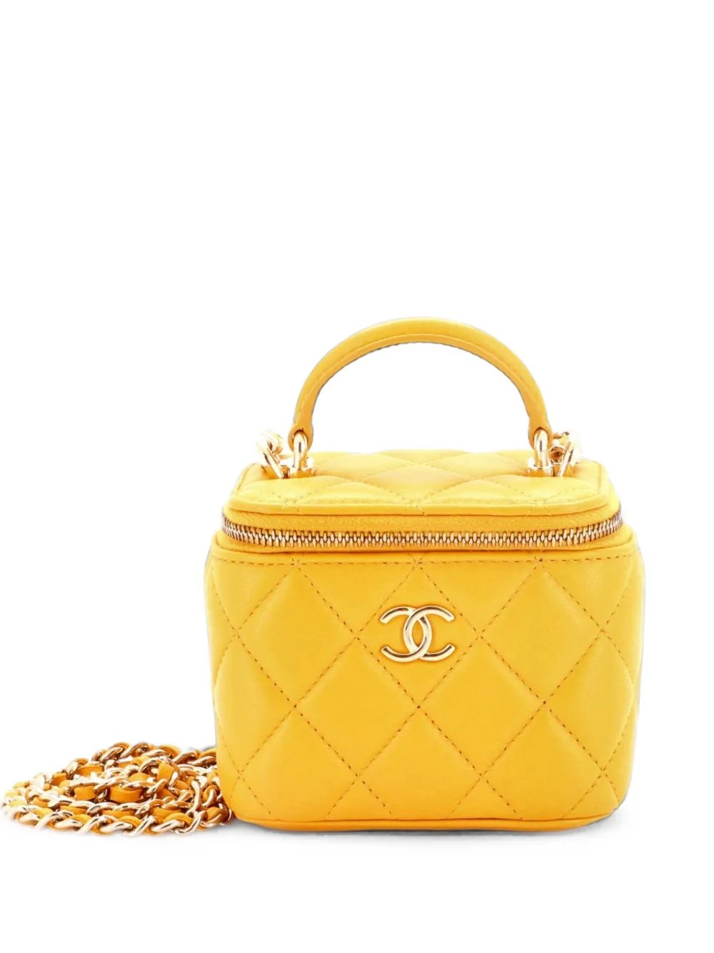 Classic Top Handle Vanity Case with Chain Quilted Lambskin Mini crossbody bag