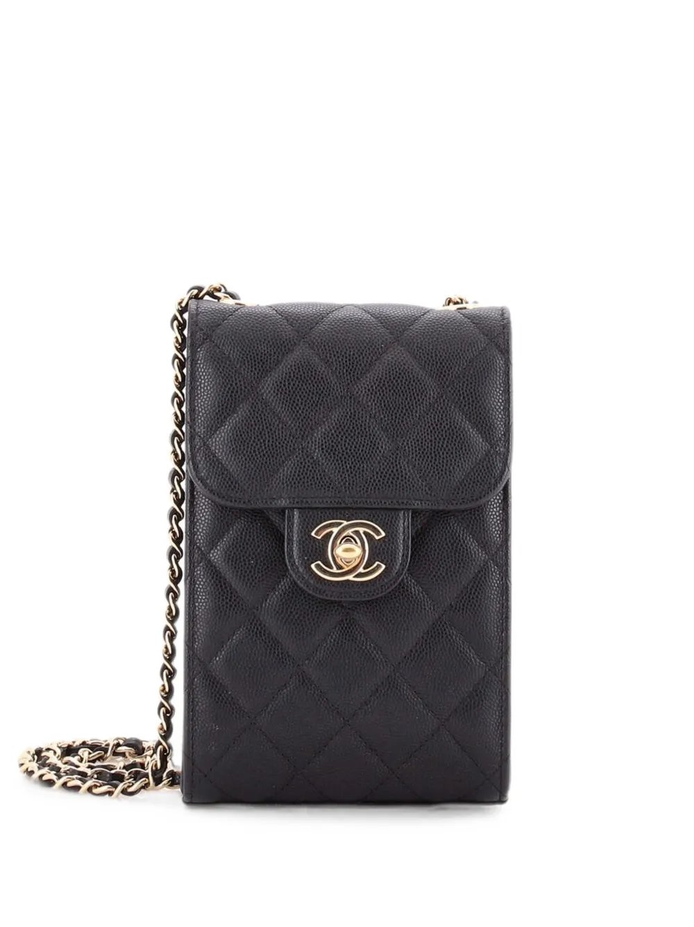 CC Flap Phone Holder Crossbody Bag Quilted Caviar clutch bag