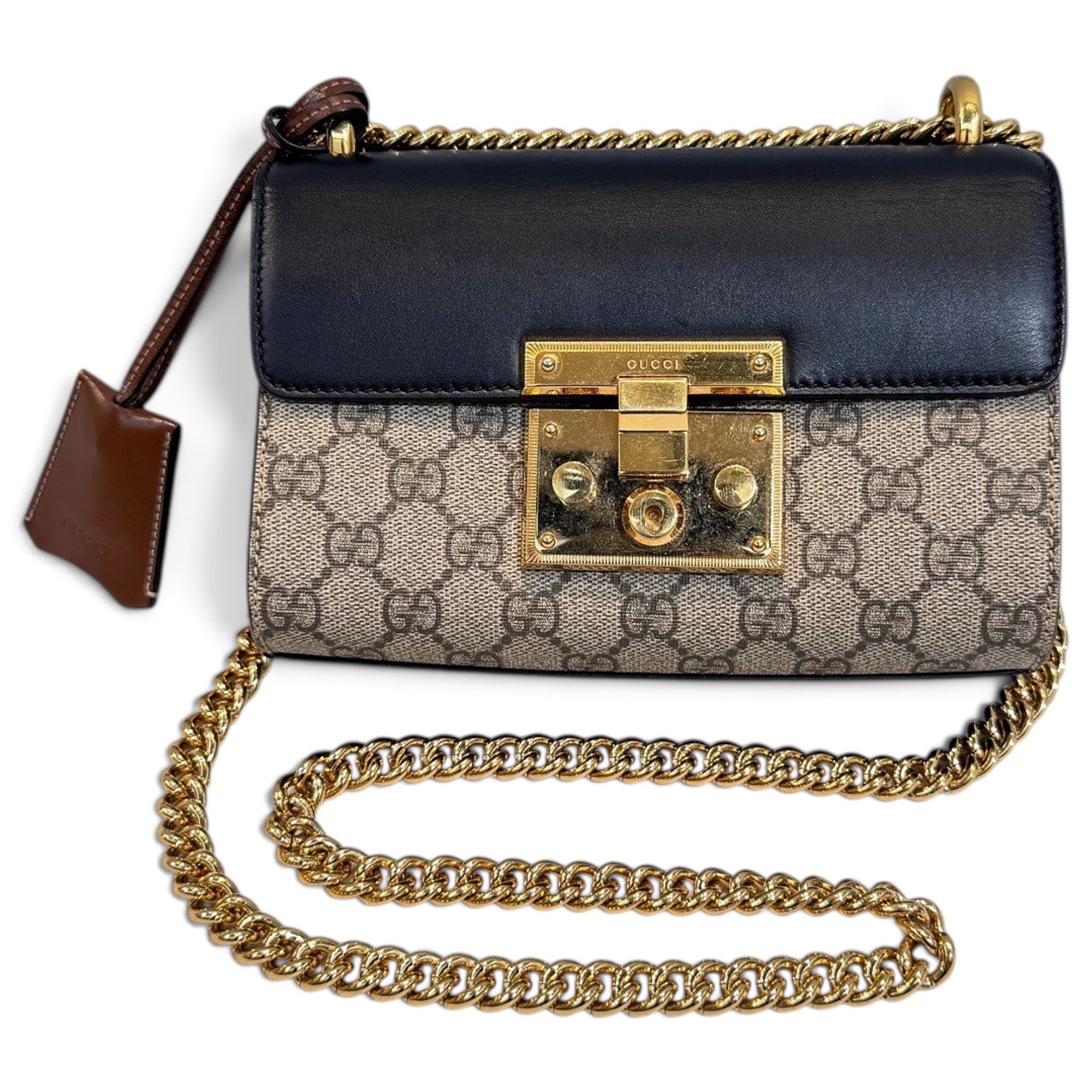 Padlock leather handbag