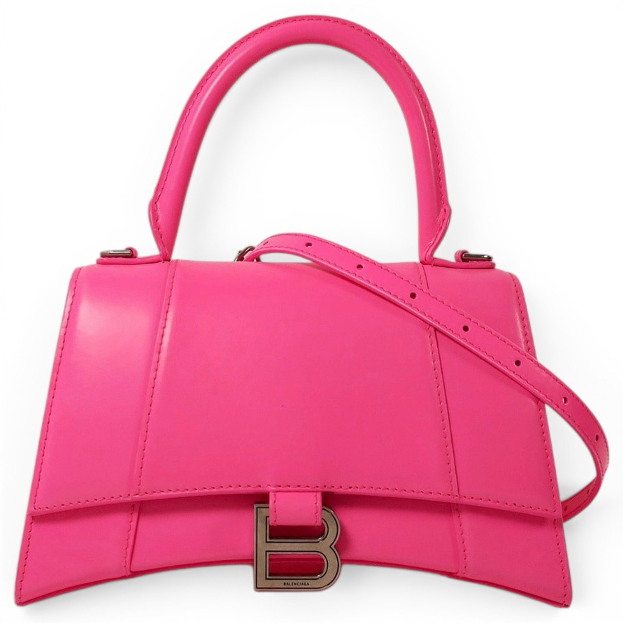 Hourglass leather handbag