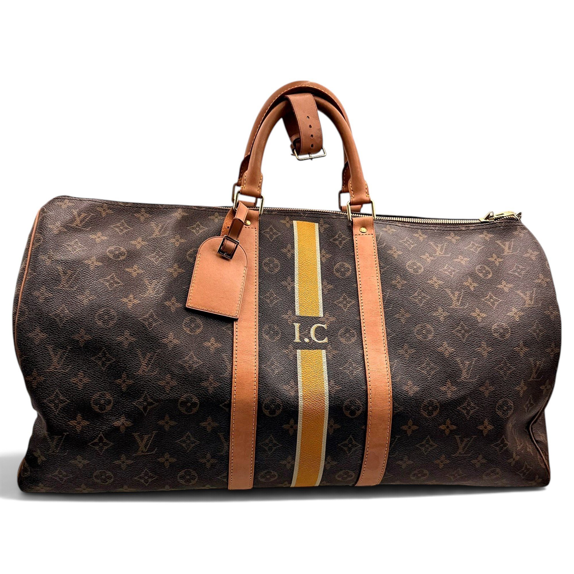 Louis Vuitton Keepall leather travel bag