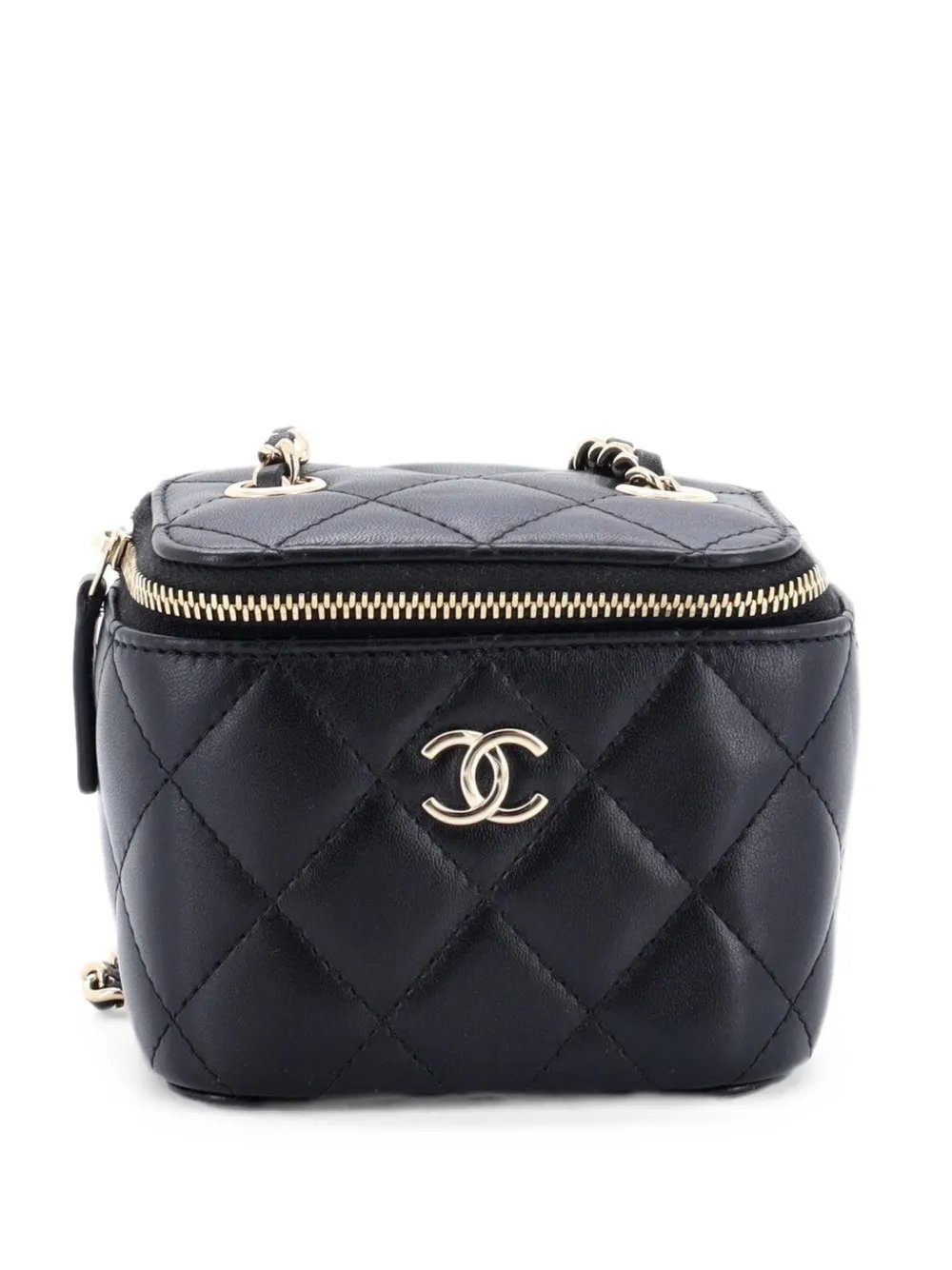 Camellia Bow Vanity Case with Chain Quilted Lambskin Mini crossbody bag
