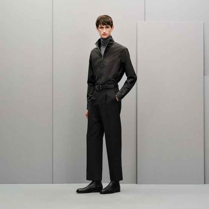 Anthracite Straight Cut Shirt With Contrasted Detail