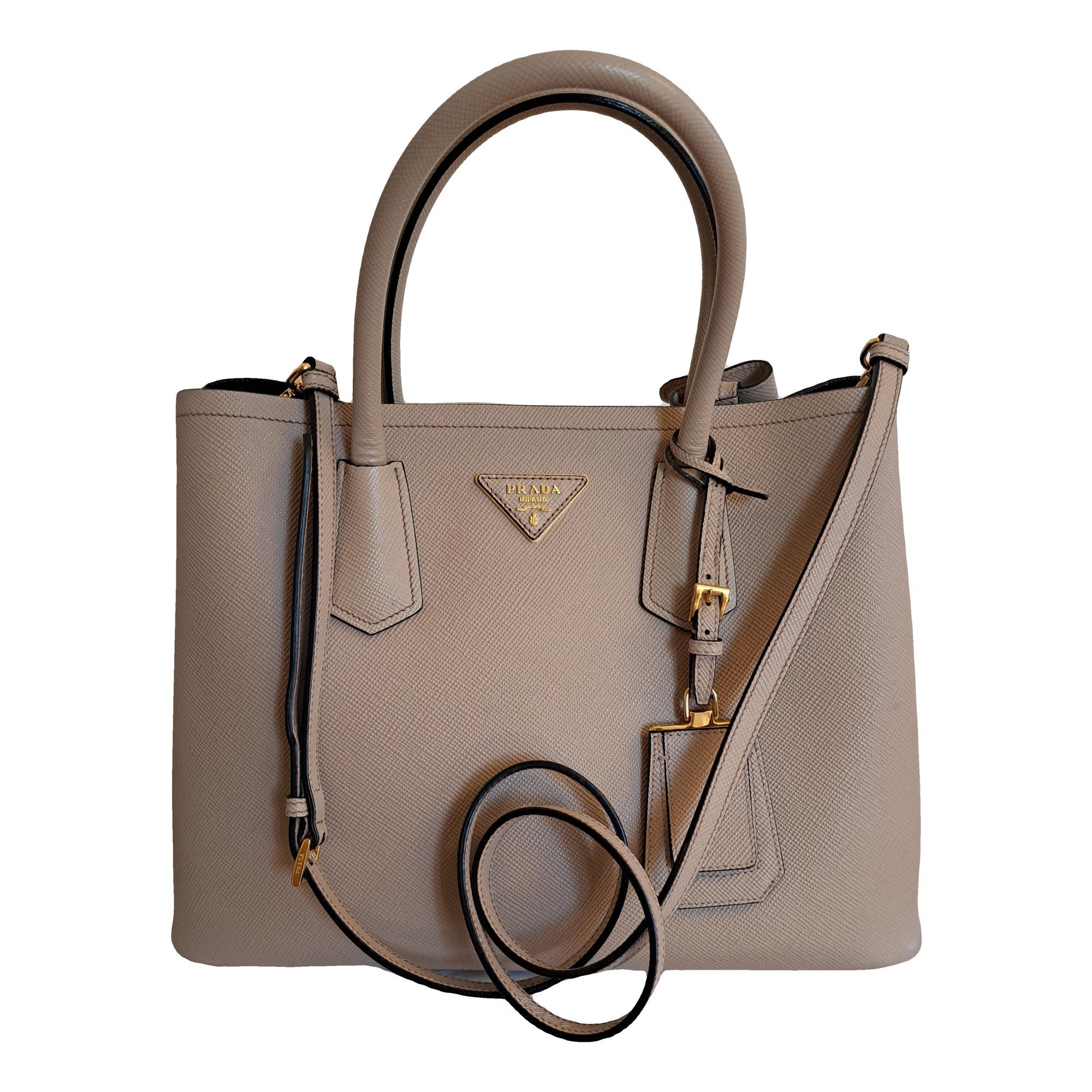 Double leather handbag