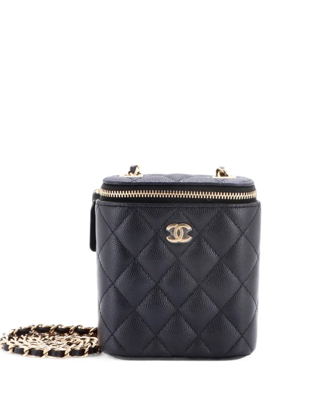 Vertical Classic Vanity Case with Chain Quilted Caviar Mini shoulder bag