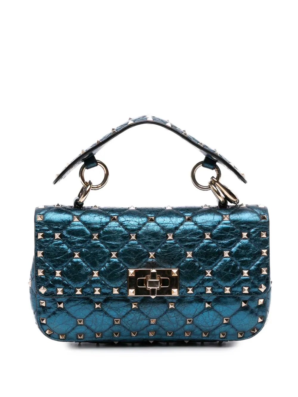 2000-2017 Small Metallic Lambskin Rockstud Spike satchel