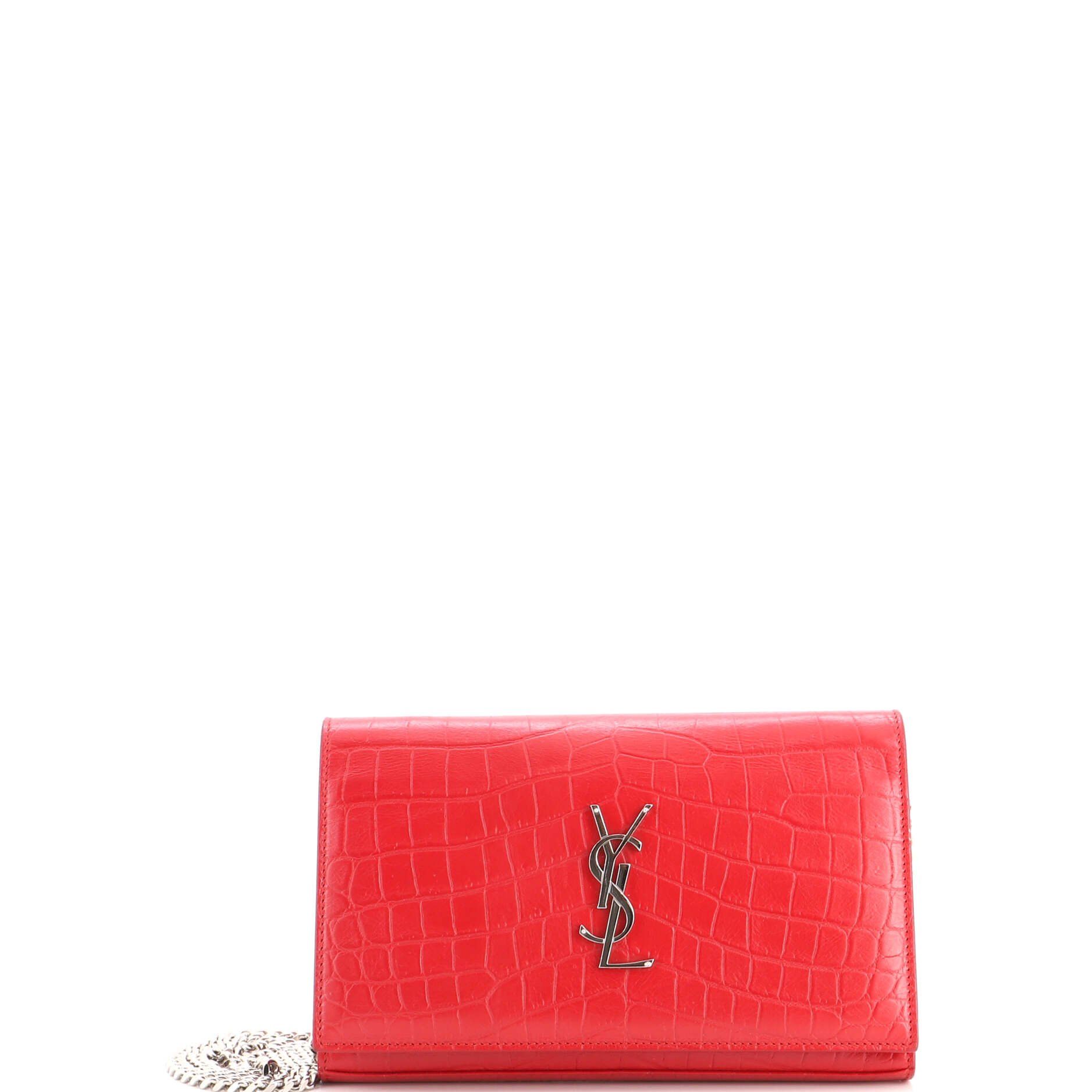 Classic Monogram Wallet on Chain Crocodile Embossed Leather Small