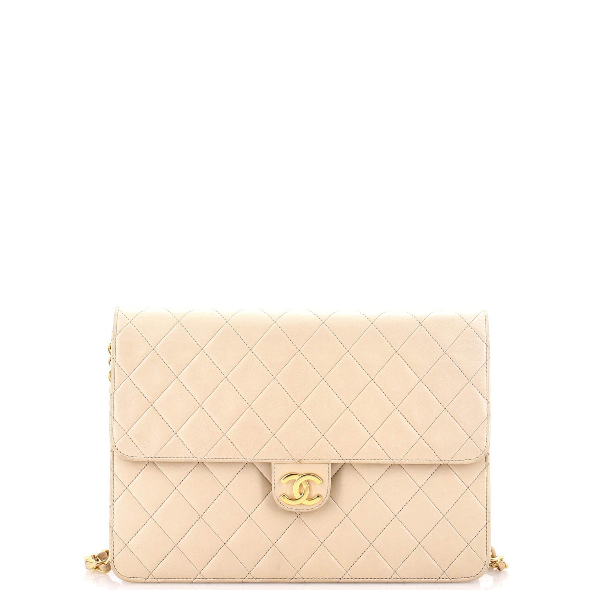 Vintage Clutch with Chain Quilted Leather Medium