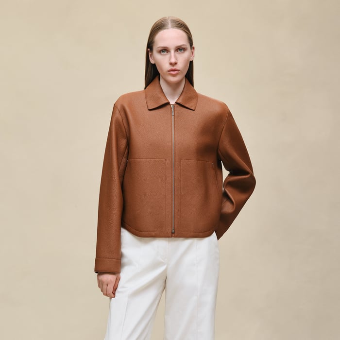 Marron Fauve Washed Deerskin Jacket