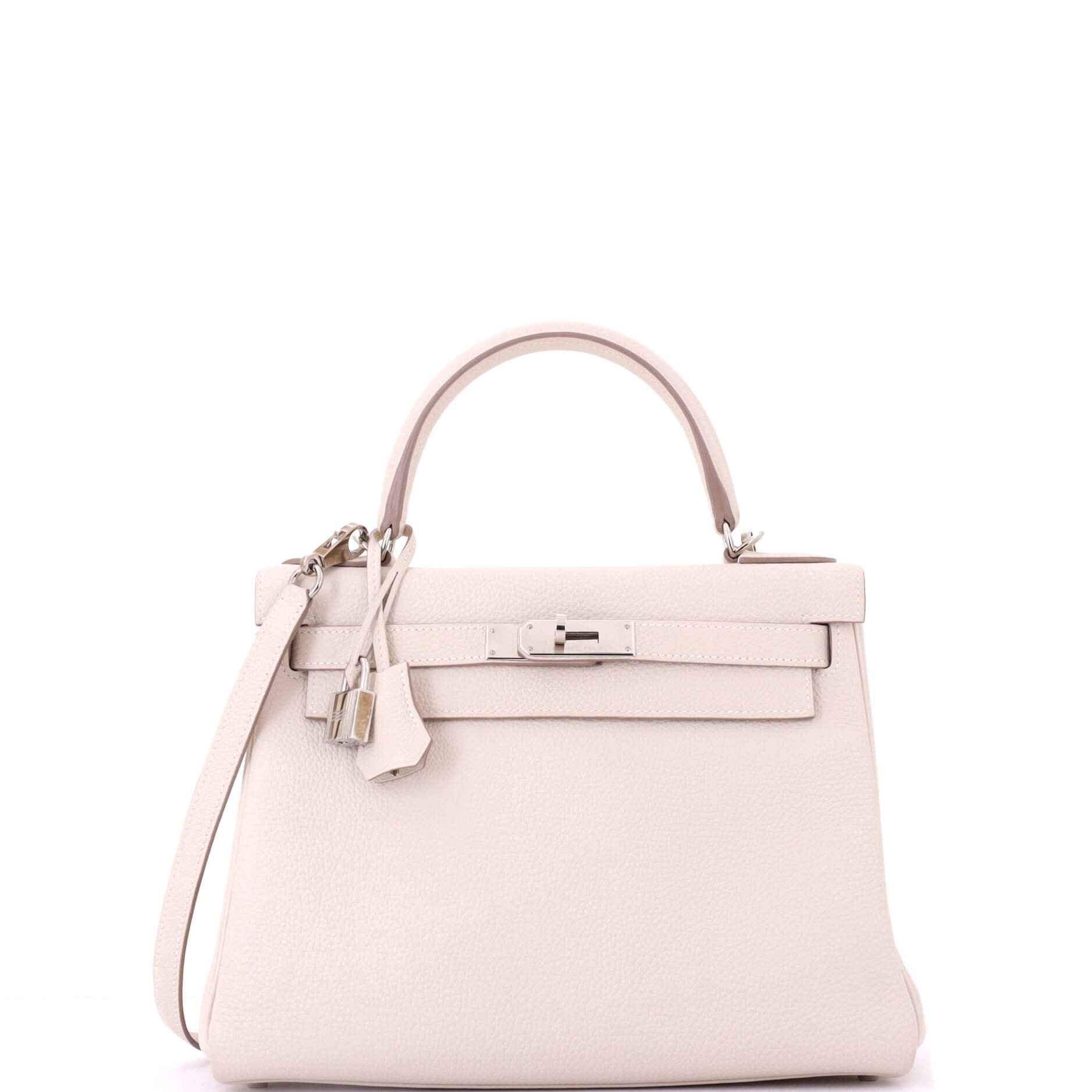 Hermes Kelly Handbag Light Togo with Palladium Hardware 28