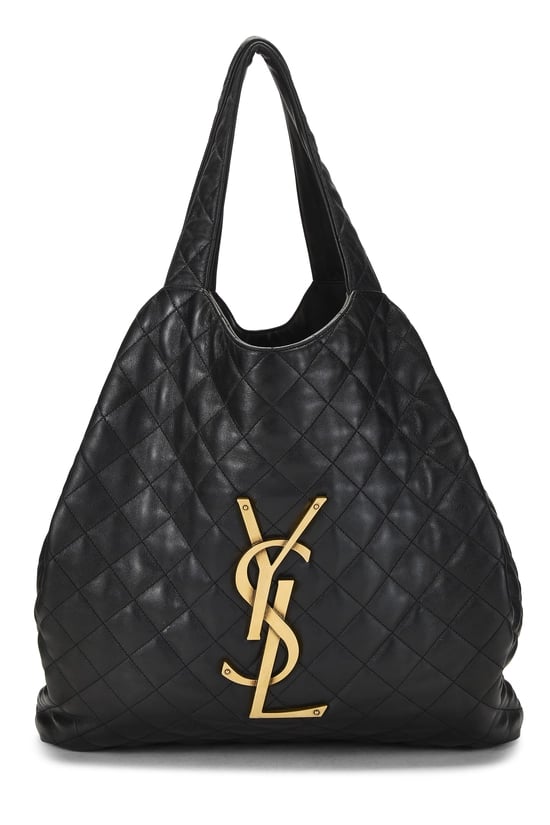 Black Lambskin Icare Shopping Tote Maxi