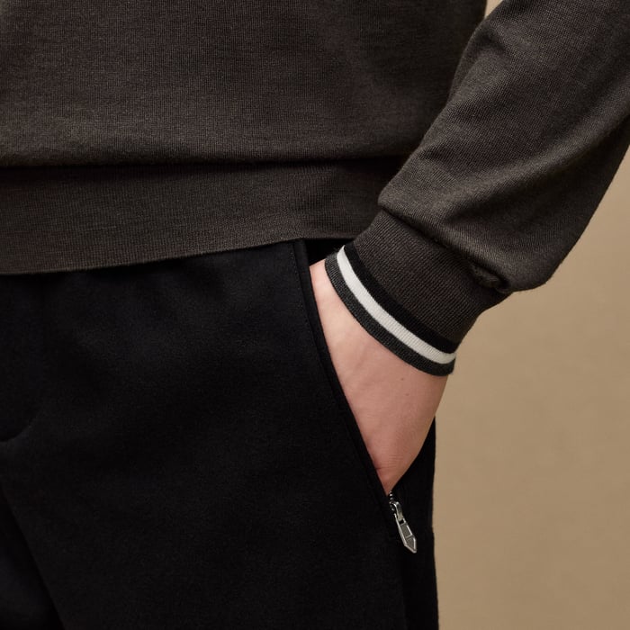 Kaki "Rayures & Twist" Crewneck Sweater