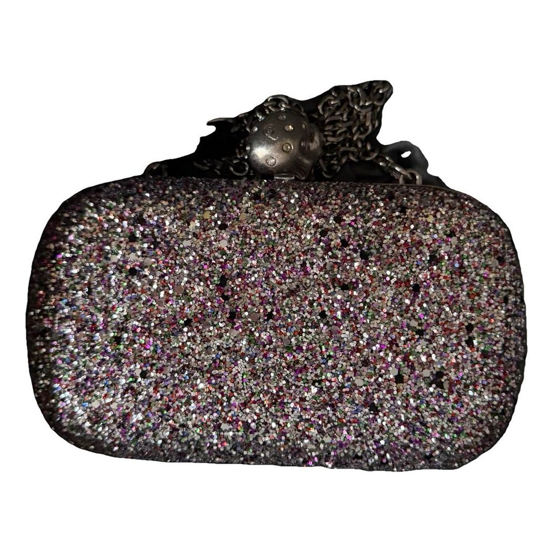 Alexander McQueen Skull glitter clutch bag