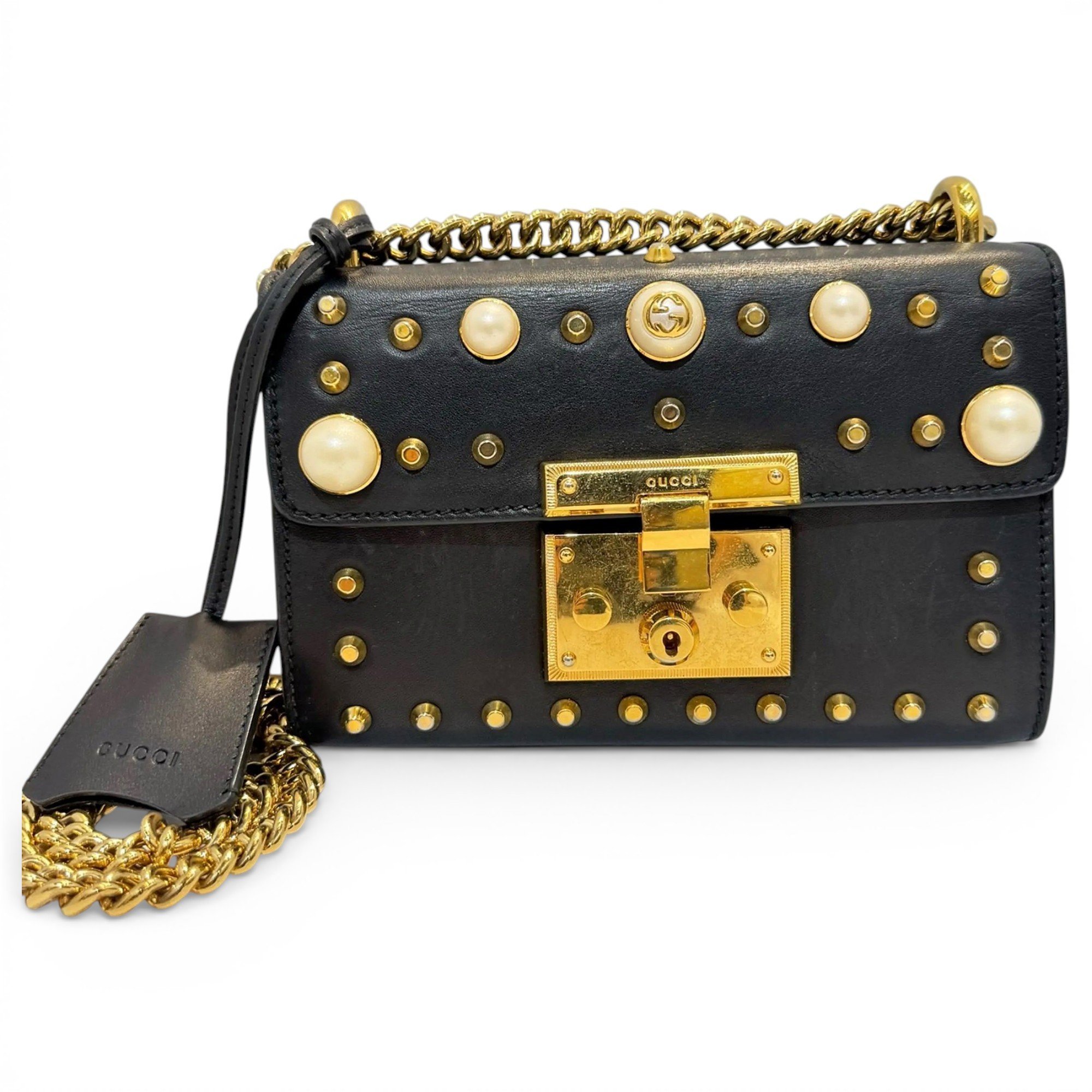 Padlock leather crossbody bag