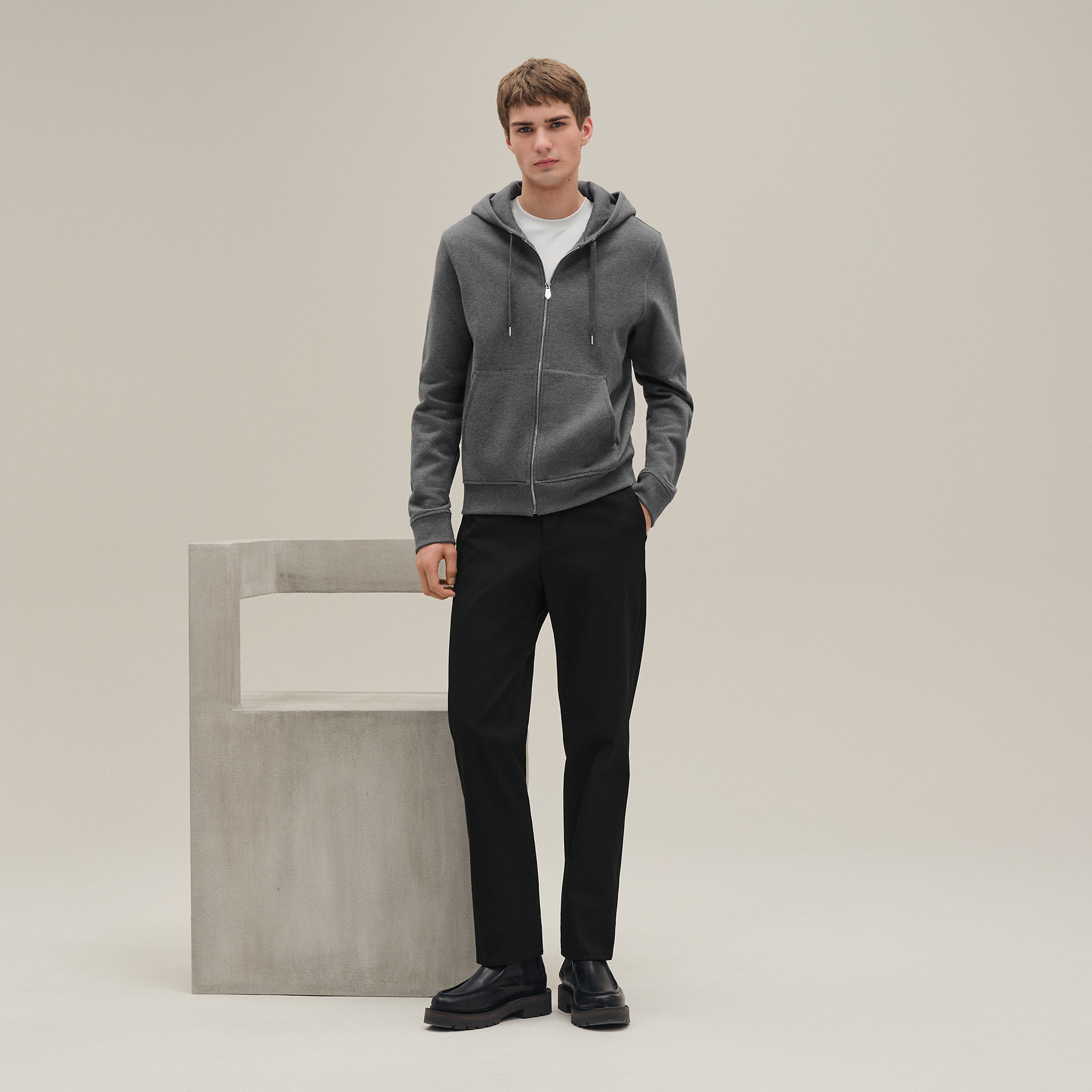 "Ex-Libris" hooded sweater with silk detail