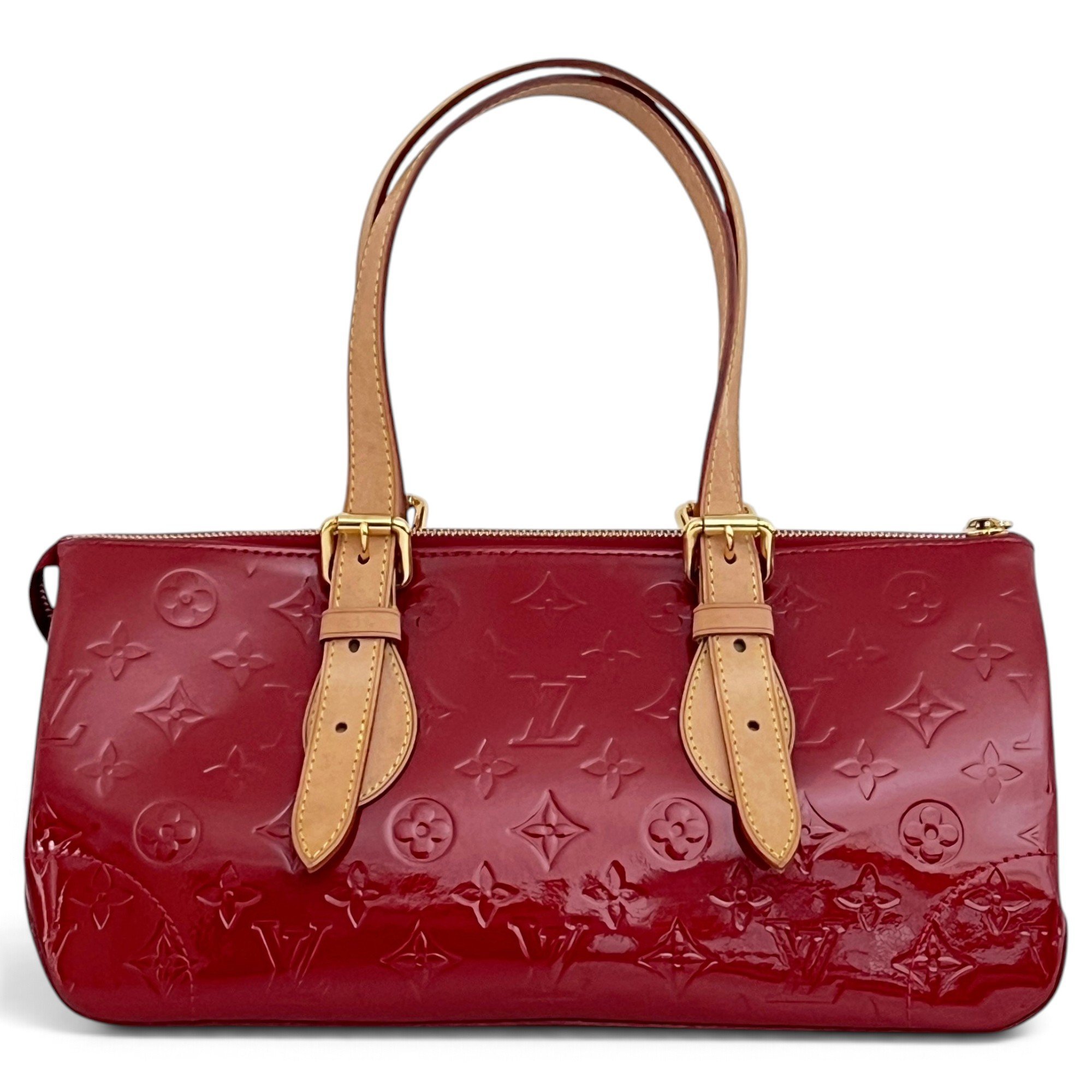 Rosewood patent leather handbag
