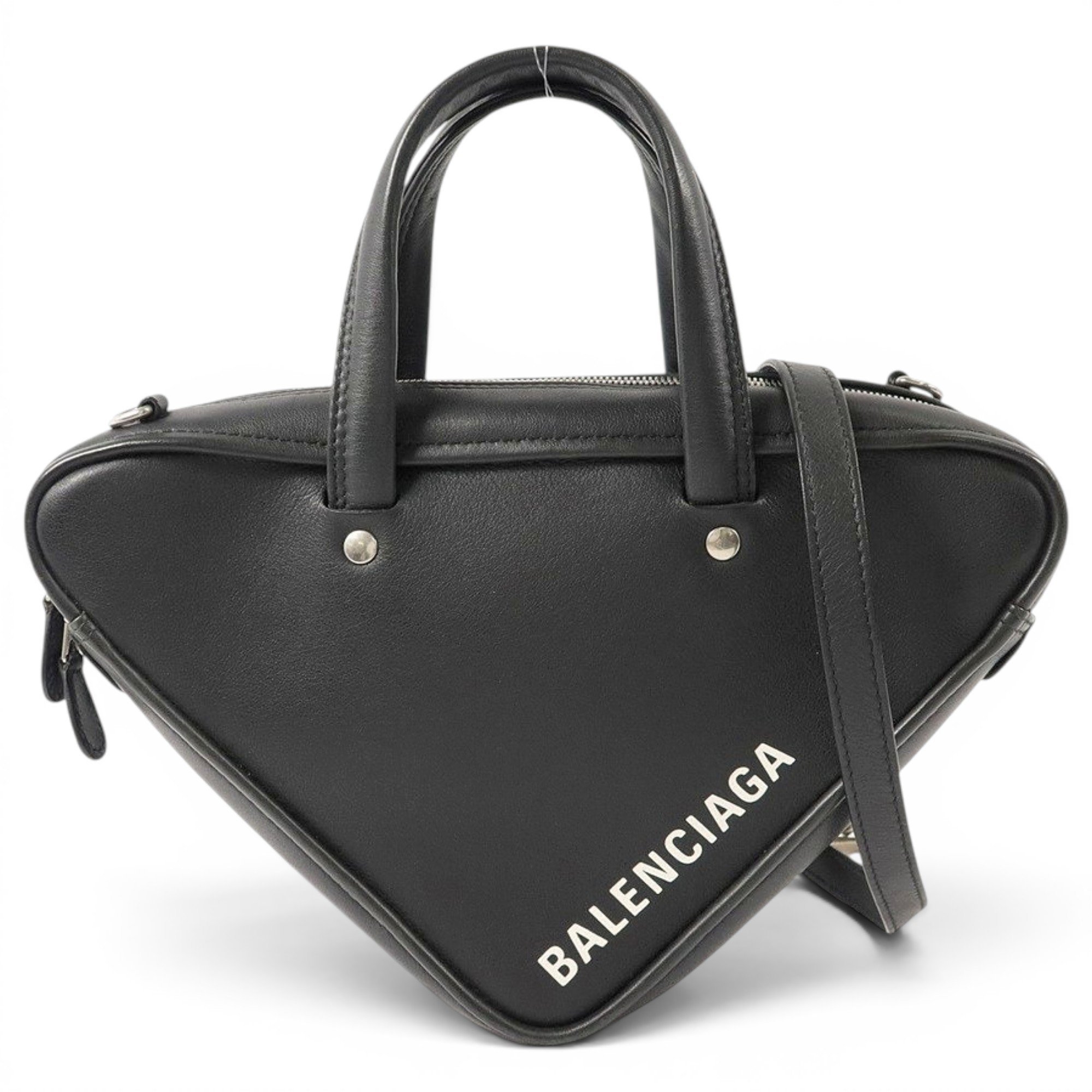 Triangle leather handbag